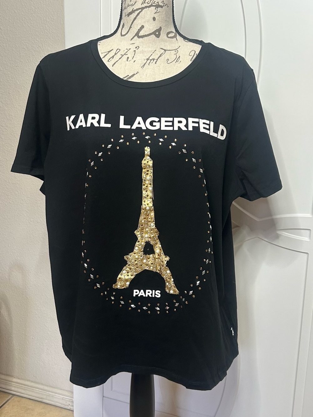 Karl Lagerfeld Black Cotton Blend Tee - Black